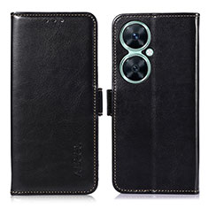 Leather Case Stands Flip Cover Holder A07D for Huawei Nova 11i Black