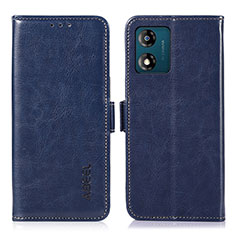 Leather Case Stands Flip Cover Holder A07D for Motorola Moto E13 Blue