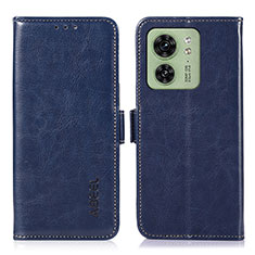 Leather Case Stands Flip Cover Holder A07D for Motorola Moto Edge 40 5G Blue