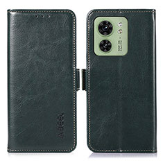 Leather Case Stands Flip Cover Holder A07D for Motorola Moto Edge 40 5G Green