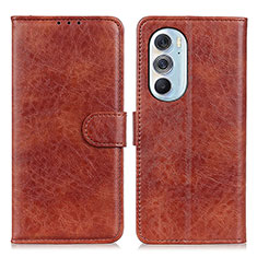 Leather Case Stands Flip Cover Holder A07D for Motorola Moto Edge Plus (2022) 5G Brown