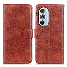 Leather Case Stands Flip Cover Holder A07D for Motorola Moto Edge X30 5G Brown