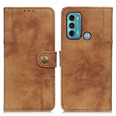 Leather Case Stands Flip Cover Holder A07D for Motorola Moto G40 Fusion Brown