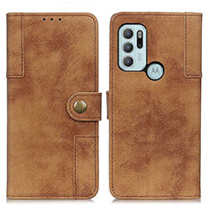 Leather Case Stands Flip Cover Holder A07D for Motorola Moto G60s Brown