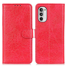 Leather Case Stands Flip Cover Holder A07D for Motorola Moto G71s 5G Red