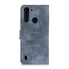 Leather Case Stands Flip Cover Holder A07D for Motorola Moto One Fusion Blue