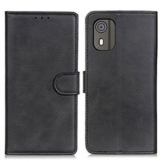 Leather Case Stands Flip Cover Holder A07D for Nokia C02 Black