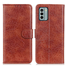 Leather Case Stands Flip Cover Holder A07D for Nokia G22 Brown