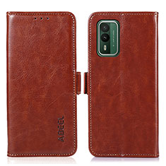 Leather Case Stands Flip Cover Holder A07D for Nokia XR21 Brown