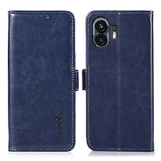 Leather Case Stands Flip Cover Holder A07D for Nothing Phone 2 Blue