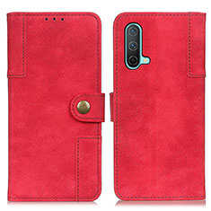 Leather Case Stands Flip Cover Holder A07D for OnePlus Nord CE 5G Red