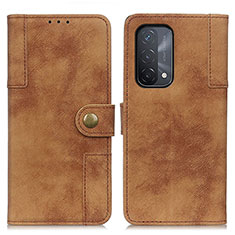 Leather Case Stands Flip Cover Holder A07D for Oppo A54 5G Brown