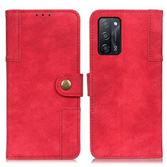 Leather Case Stands Flip Cover Holder A07D for Oppo A55 5G Red