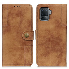 Leather Case Stands Flip Cover Holder A07D for Oppo F19 Pro Brown