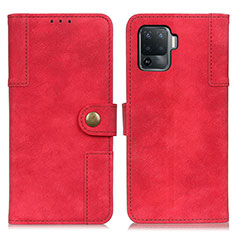 Leather Case Stands Flip Cover Holder A07D for Oppo F19 Pro Red