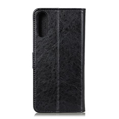 Leather Case Stands Flip Cover Holder A07D for Samsung Galaxy A02 Black