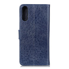 Leather Case Stands Flip Cover Holder A07D for Samsung Galaxy A02 Blue