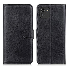 Leather Case Stands Flip Cover Holder A07D for Samsung Galaxy A03 Black