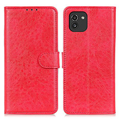 Leather Case Stands Flip Cover Holder A07D for Samsung Galaxy A03 Red