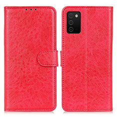 Leather Case Stands Flip Cover Holder A07D for Samsung Galaxy A03s Red