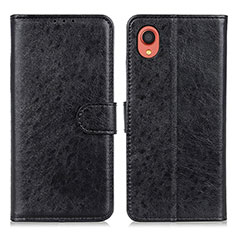 Leather Case Stands Flip Cover Holder A07D for Samsung Galaxy A22 5G SC-56B Black