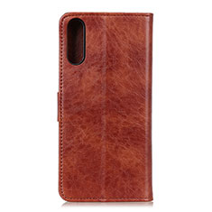 Leather Case Stands Flip Cover Holder A07D for Samsung Galaxy M02 Brown