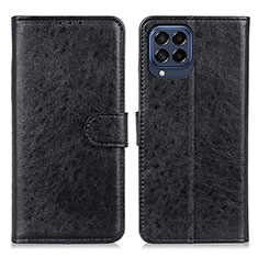 Leather Case Stands Flip Cover Holder A07D for Samsung Galaxy M53 5G Black