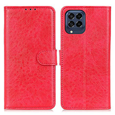 Leather Case Stands Flip Cover Holder A07D for Samsung Galaxy M53 5G Red