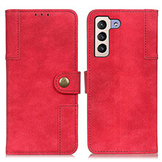 Leather Case Stands Flip Cover Holder A07D for Samsung Galaxy S21 FE 5G Red