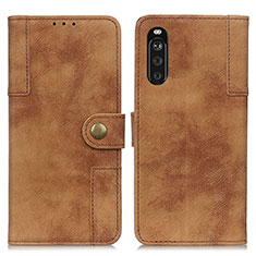 Leather Case Stands Flip Cover Holder A07D for Sony Xperia 10 III SO-52B Brown