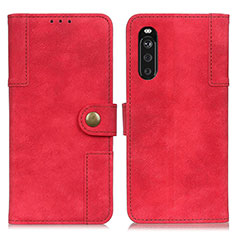 Leather Case Stands Flip Cover Holder A07D for Sony Xperia 10 III SO-52B Red