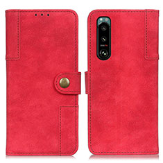 Leather Case Stands Flip Cover Holder A07D for Sony Xperia 5 III SO-53B Red