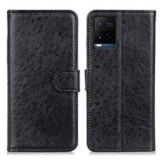 Leather Case Stands Flip Cover Holder A07D for Vivo Y21 Black