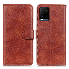 Leather Case Stands Flip Cover Holder A07D for Vivo Y21 Brown