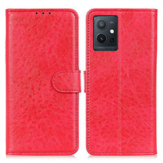 Leather Case Stands Flip Cover Holder A07D for Vivo Y30 5G Red