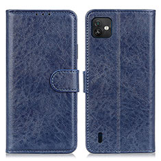 Leather Case Stands Flip Cover Holder A07D for Wiko Y82 Blue