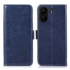 Leather Case Stands Flip Cover Holder A07D for Xiaomi Poco C65 Blue