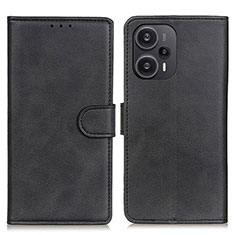 Leather Case Stands Flip Cover Holder A07D for Xiaomi Poco F5 5G Black