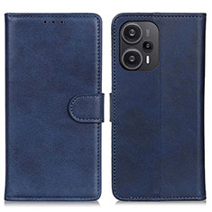 Leather Case Stands Flip Cover Holder A07D for Xiaomi Poco F5 5G Blue