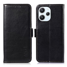 Leather Case Stands Flip Cover Holder A07D for Xiaomi Redmi 12 4G Black