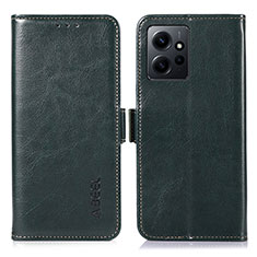 Leather Case Stands Flip Cover Holder A07D for Xiaomi Redmi Note 12 4G Green