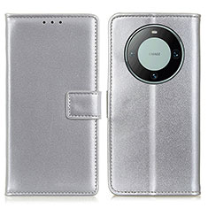 Leather Case Stands Flip Cover Holder A08D for Huawei Mate 60 Silver