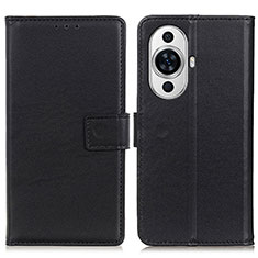 Leather Case Stands Flip Cover Holder A08D for Huawei Nova 11 Pro Black