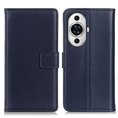 Leather Case Stands Flip Cover Holder A08D for Huawei Nova 11 Pro Blue