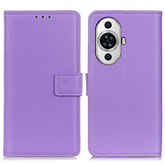 Leather Case Stands Flip Cover Holder A08D for Huawei Nova 11 Pro Purple