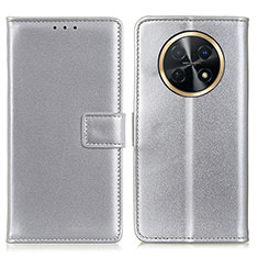 Leather Case Stands Flip Cover Holder A08D for Huawei Nova Y91 Silver