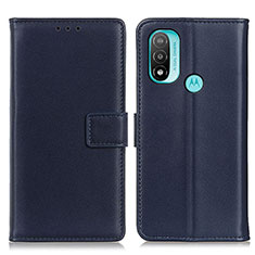 Leather Case Stands Flip Cover Holder A08D for Motorola Moto E30 Blue