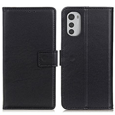 Leather Case Stands Flip Cover Holder A08D for Motorola Moto E32s Black