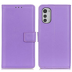 Leather Case Stands Flip Cover Holder A08D for Motorola Moto E32s Purple