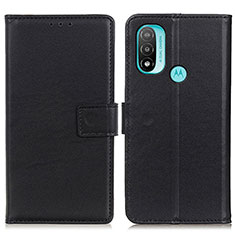 Leather Case Stands Flip Cover Holder A08D for Motorola Moto E40 Black